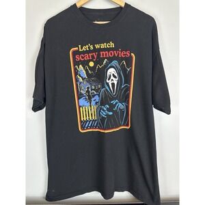Ghost Face Short Sleeve Lets Watch Scary Movies T Shirt Size XL Horror Halloween